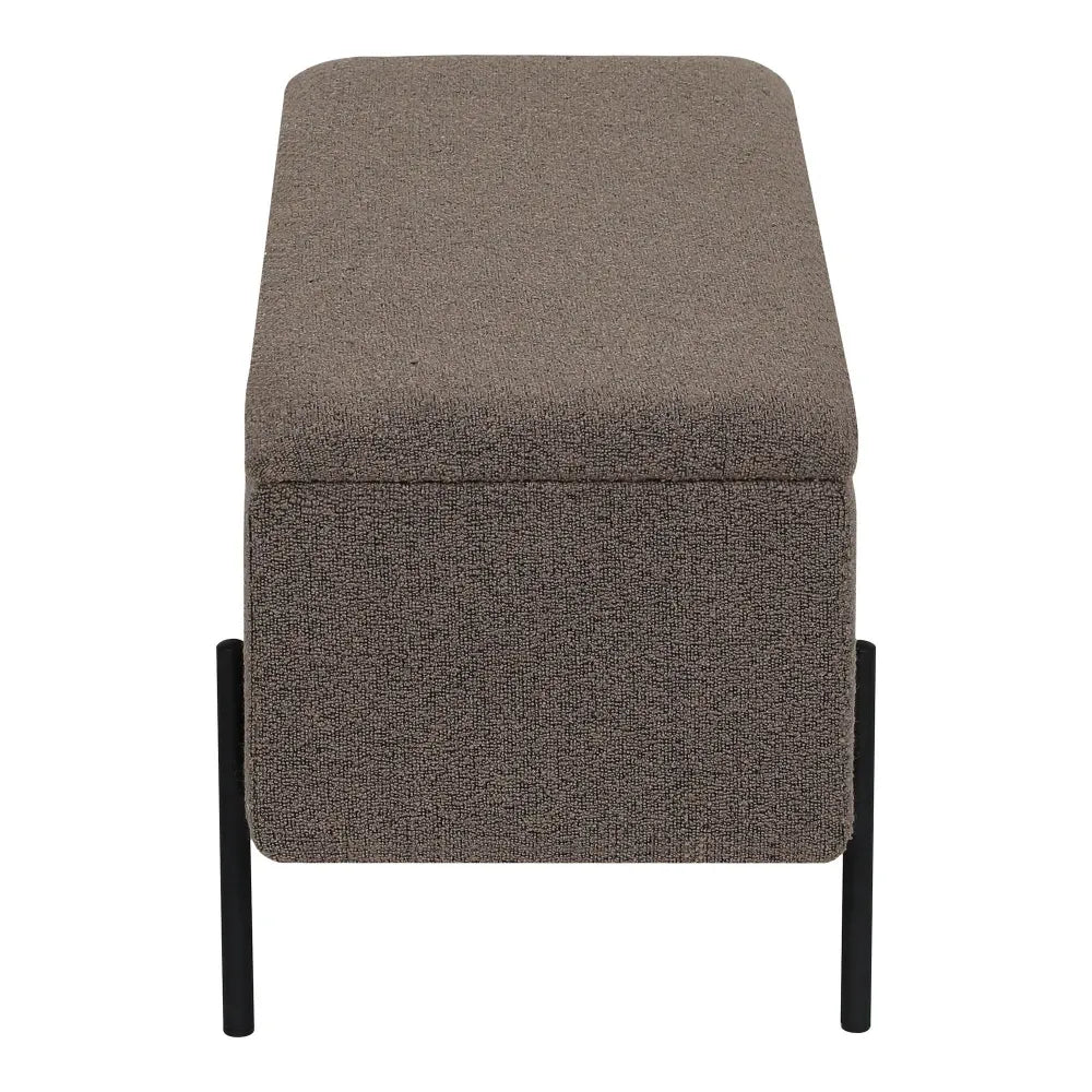 Bancheta din Stofa boucle Maro si Metal Negru L36.5xH43cm Watford