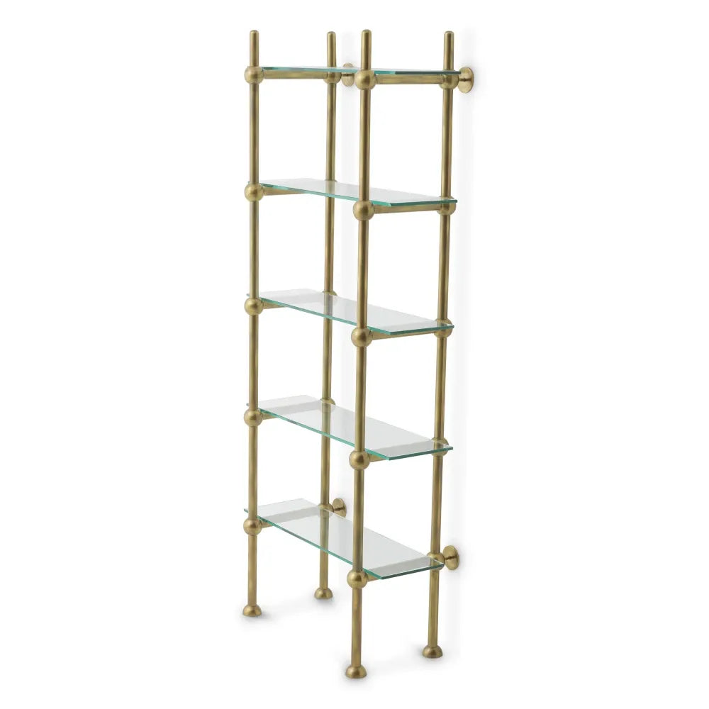Etajera din Sticla Transparent si Metal Alama L49xH240cm Monforte Eichholtz