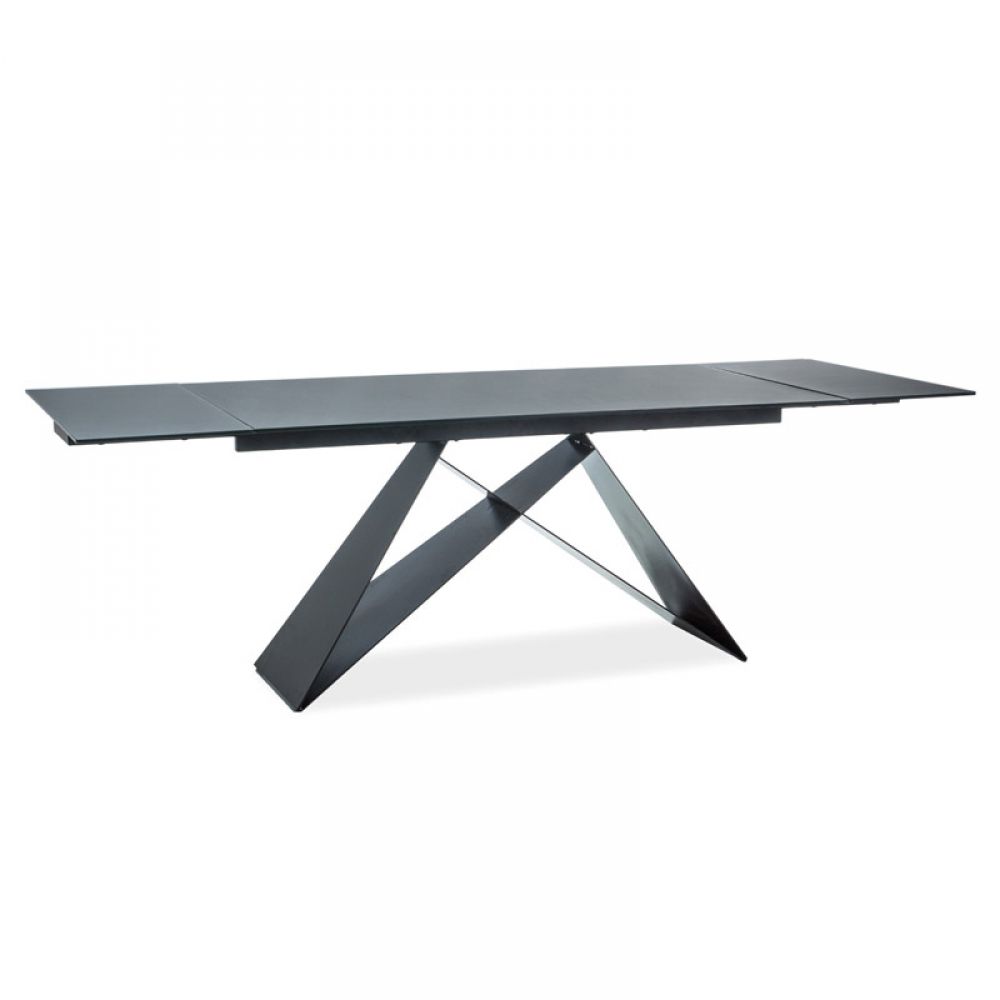 Masa extensibila dreptunghiulara din Sticla securizata Negru de 8-10 persoane L160/240x90cm London