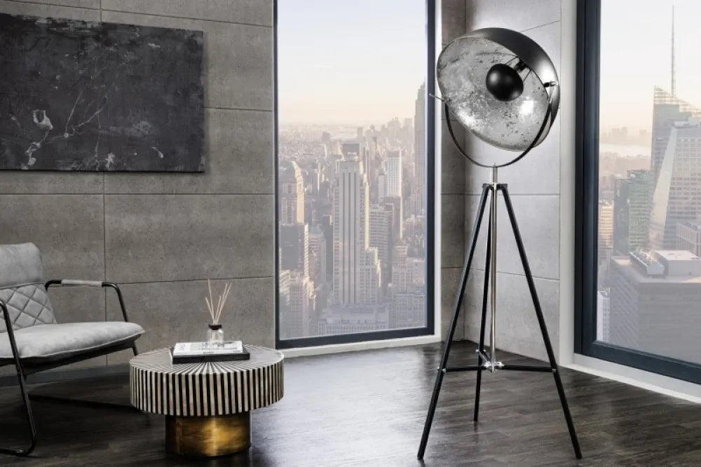 Lampa de podea din Metal Negru/Argintiu H160xL55cm Big studio