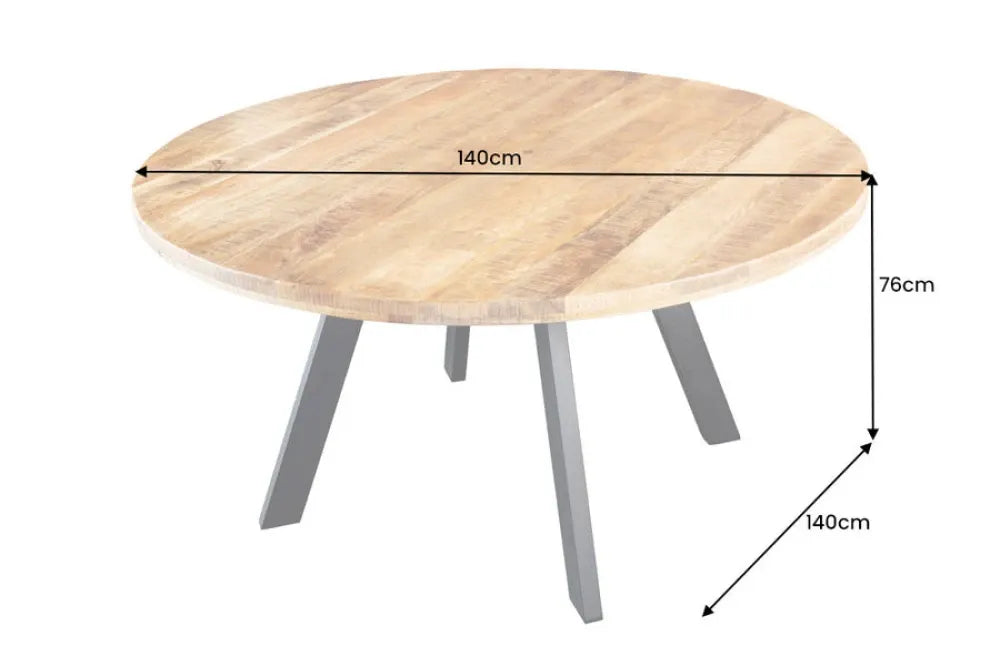 Masa din Lemn de mango Maro si Metal Negru D140xH76cm IRON CRAFT