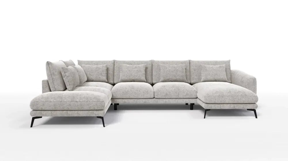 Coltar in forma de U tapitat cu Chenille Bej Sajma 15 L377x228cm Aspen