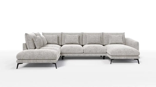 Coltar in forma de U tapitat cu Chenille Bej Sajma 15 L377x228cm Aspen