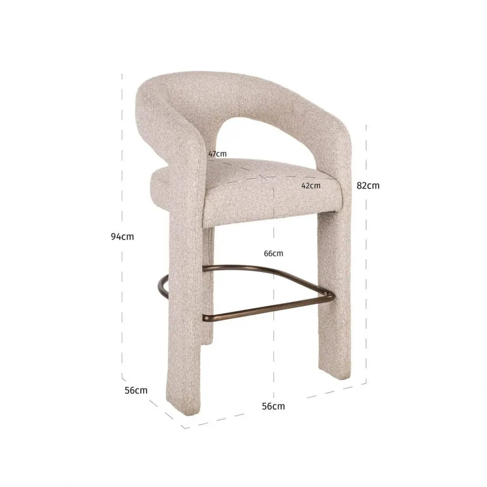 Scaun de insula tapitat cu Stofa Crem L56xH94cm Belle Richmond interiors