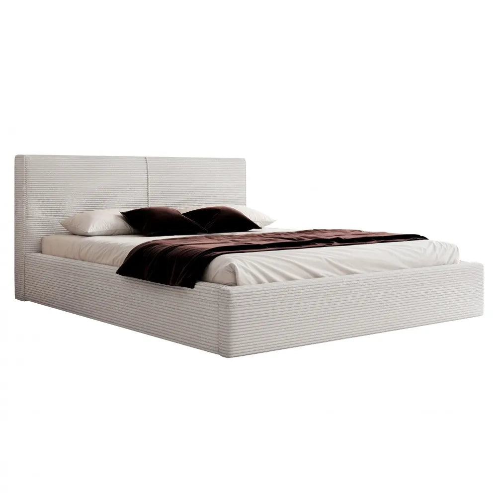 Pat 160 x 200 tapitat cu Corduroy Poso Gri Noma