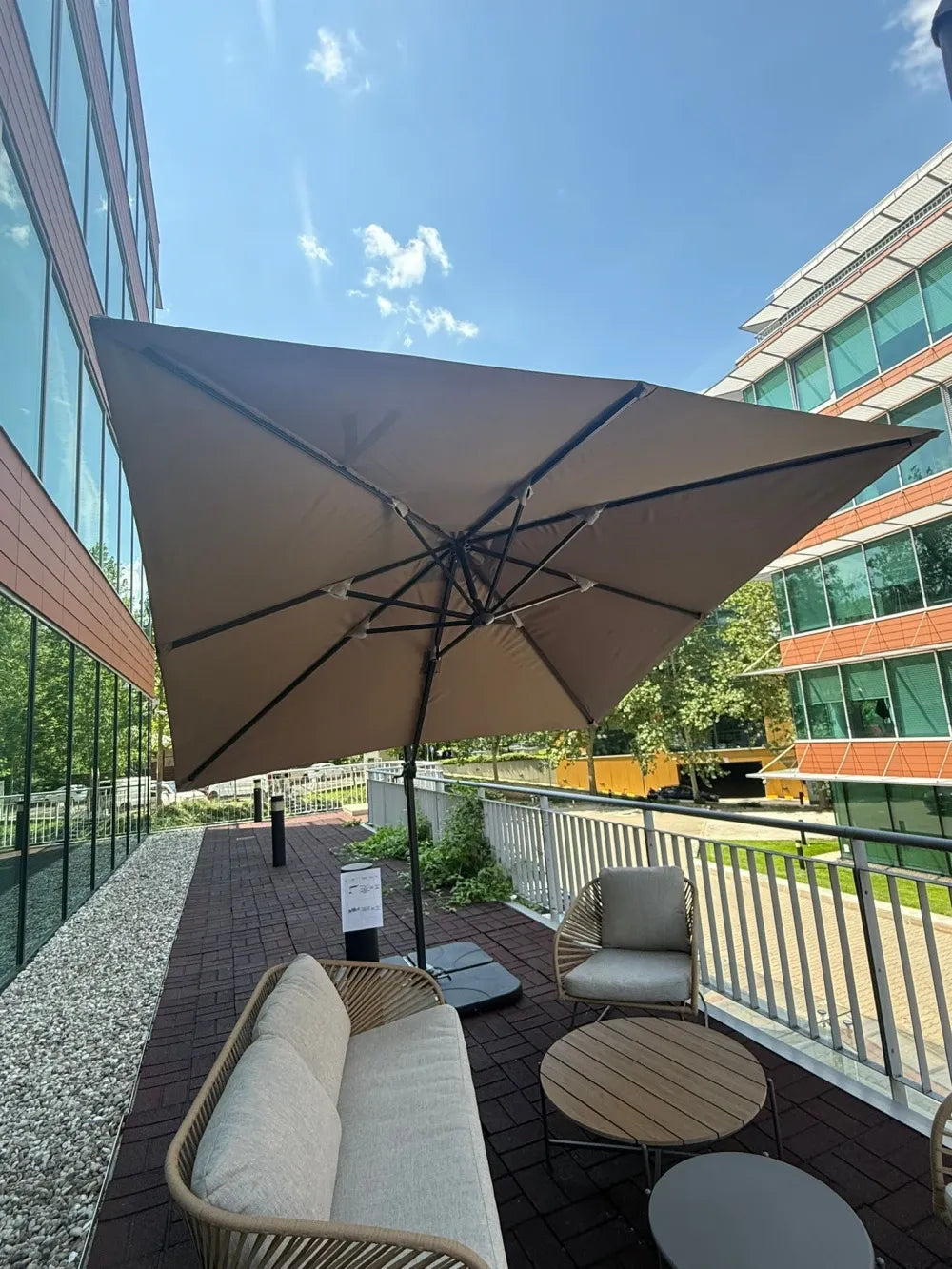 Umbrela de exterior din Aluminiu/Poliester Negru/Bej H260xL295cm Baza Hanging