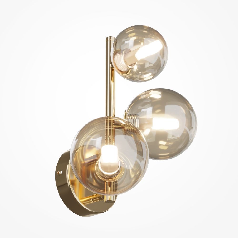Aplica de perete Metal si Sticla Auriu/Crem L20xH25cm Dallas