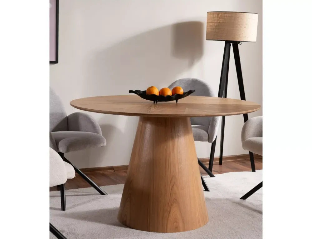 Masa rotunda din MDF+Furnir de stejar Maro D120xH75cm Angel