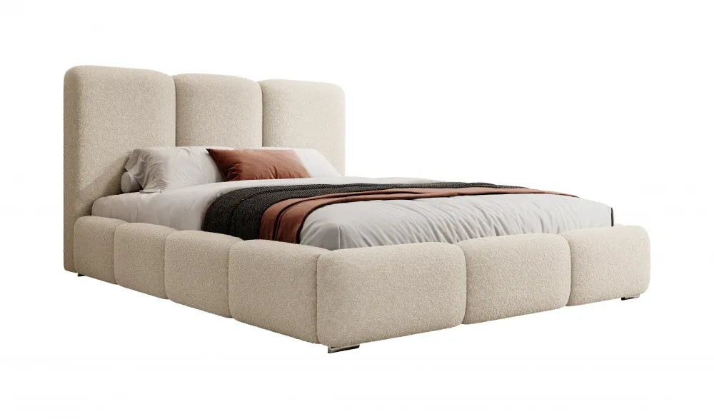 Pat 140 x 200 tapitat cu Stofa boucle Now or never Crem Kairo