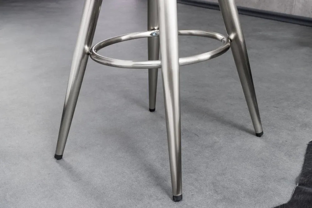 Scaun de bar din Metal Argintiu periat H81xL39cm Industrial