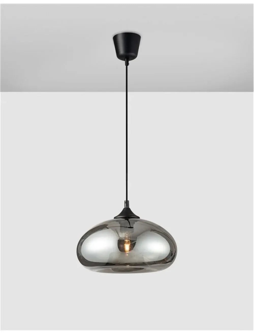 Pendul structura din Metal Negru si abajur din Sticla Crom H120xL28cm IP20 SAVAZ