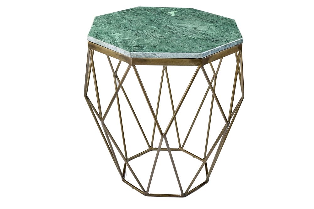 Masuta de cafea Hexagonala din Marmura si Metal Verde/Auriu L50xH50cm Diamond