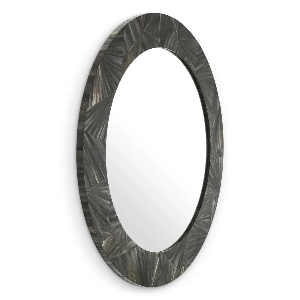 Oglinda cu rama din MDF/Paie Gri carbune D120cm Cassara Eichholtz