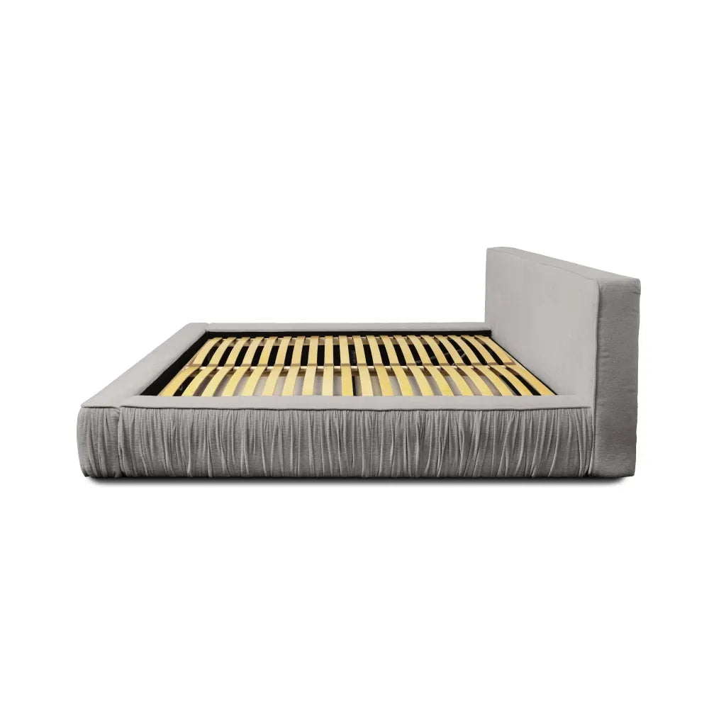 Pat 140x200cm tapitat cu Chenille Gri deschis Naomi