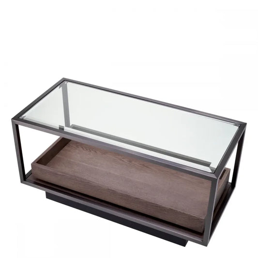 Masuta laterala Dreptunghiulara din Metal Bronz si Sticla Transparent L90xl42cm Roxton Eichholtz