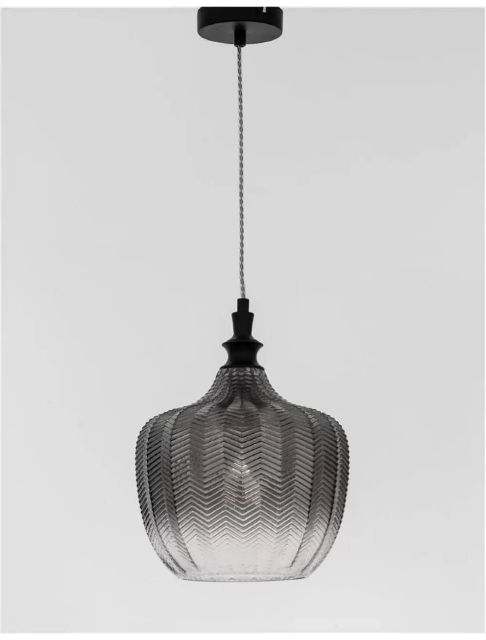 Pendul structura din Metal Negru si abajur din Sticla Fumuriu H120xL24cm IP20 LONI