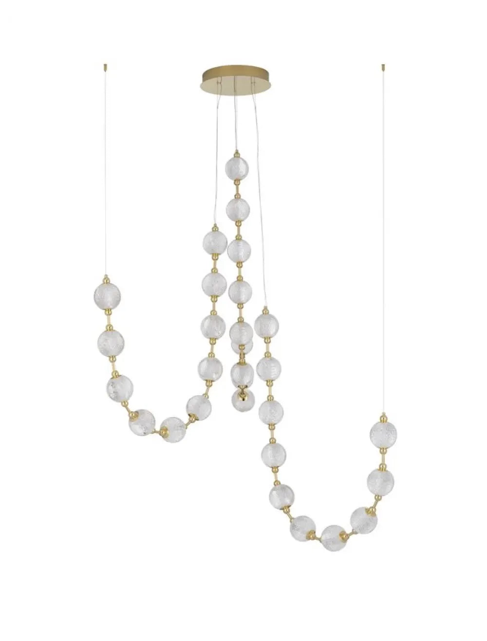 Candelabru structura din Metal Auriu si abajur din Cristal Transparent H300xL147cm IP20 134W 8530lm 3200k BRILLANTE