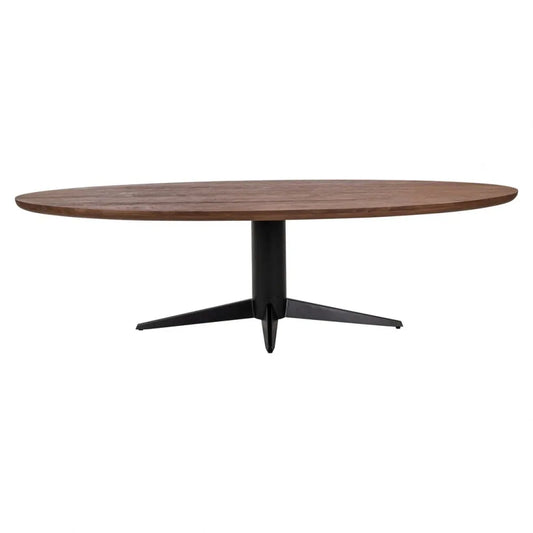 Masa ovala din Metal Negru si Lemn de mango Maro L280xH76cm Stafford Richmond interiors
