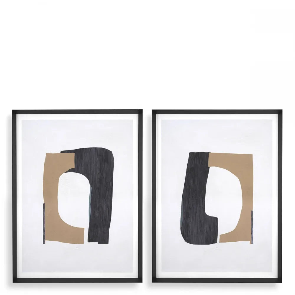 Set 2 tablouri print cu rama din Lemn Negru L94xH125cm Cardboard Eichholtz