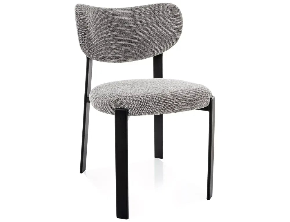 Set 2 Scaune din Stofa Gri si Metal Negru H79xL49xA61cm Rin