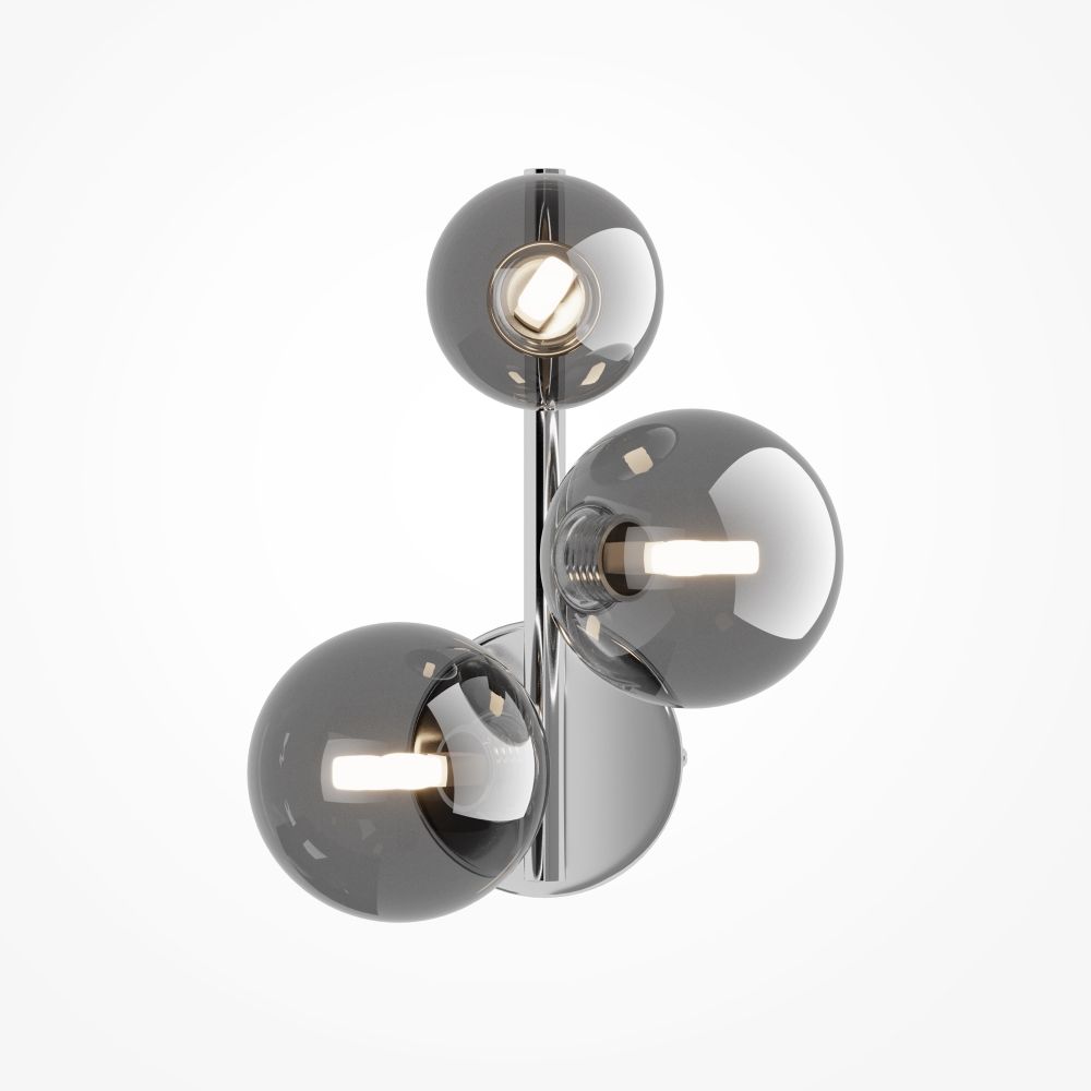 Aplica de perete Metal si Sticla Argintiu/Gri L20xH25cm Dallas