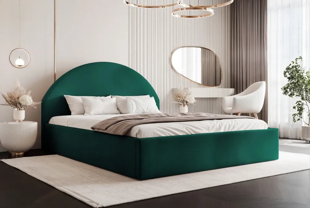 Pat 160 x 200 tapitat cu Catifea Dream velvet Verde smarald Venila