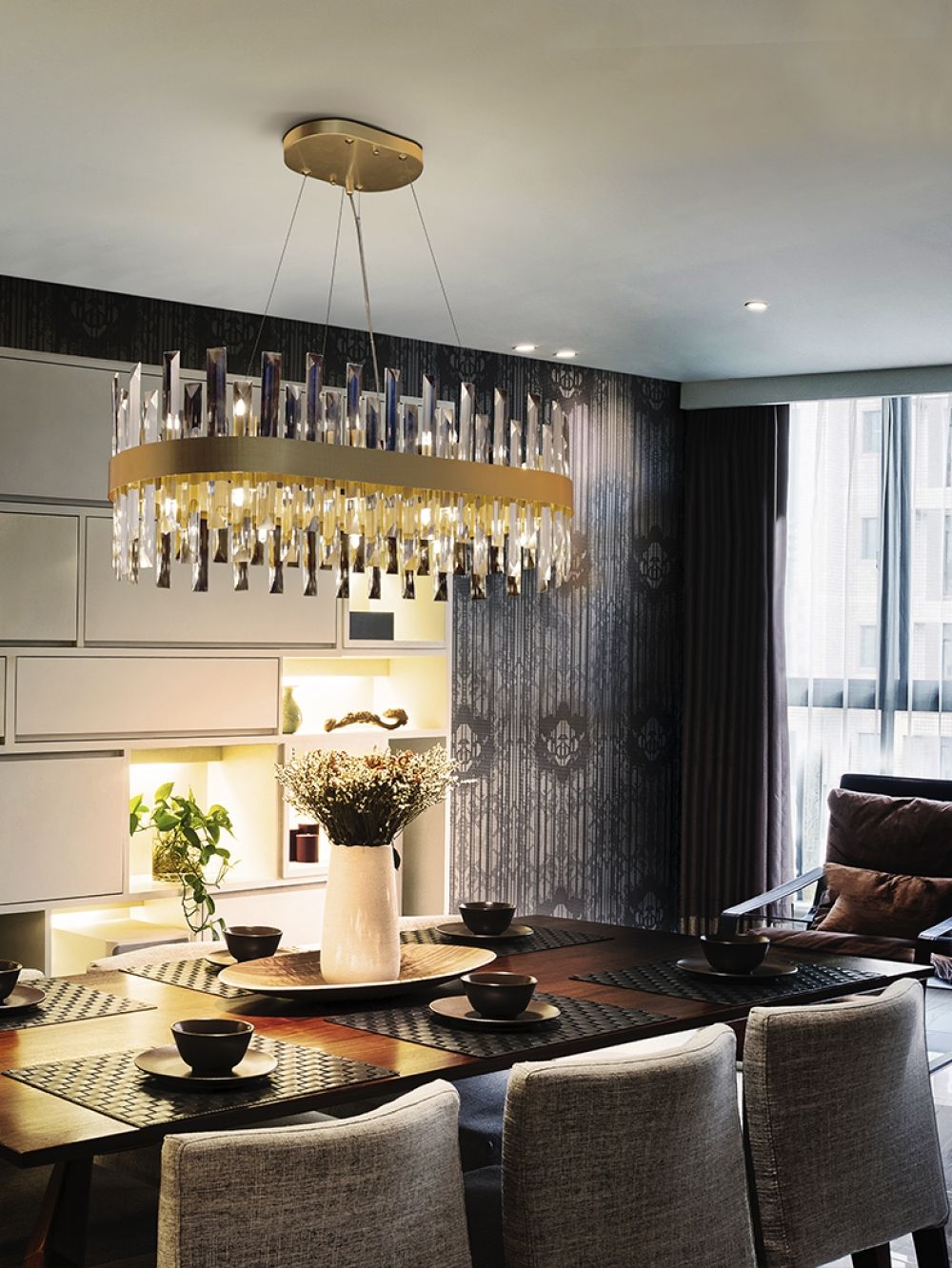 Candelabru din Metal si Sticla Auriu Transparent H120xL80cm Grace
