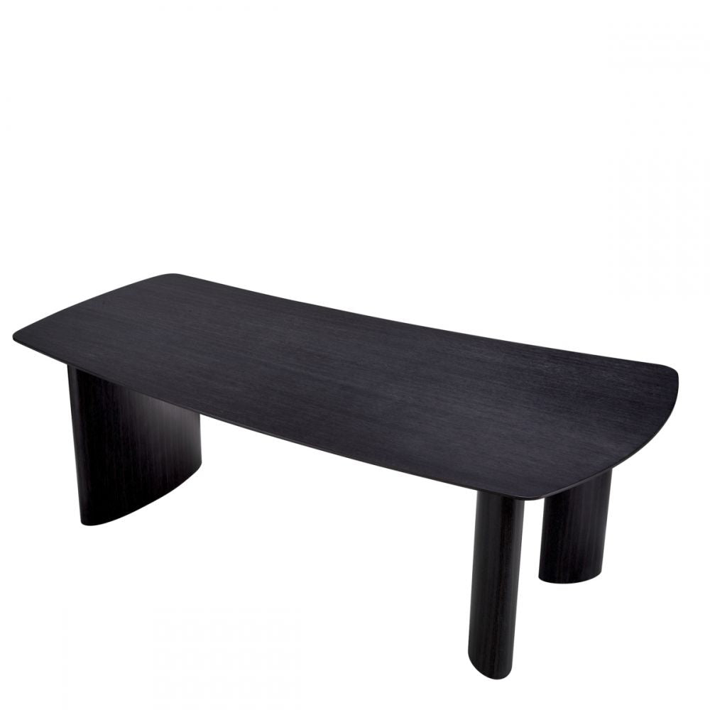 Masa Dreptunghiulara Bergman S Eichholtz din Furnir de stejar Negru de 6-8 persoane L230xH76.5cm
