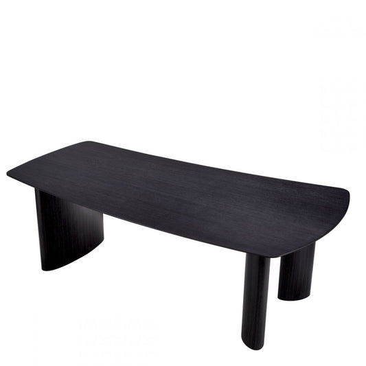Masa Dreptunghiulara Bergman S Eichholtz din Furnir de stejar Negru de 6-8 persoane L230xH76.5cm