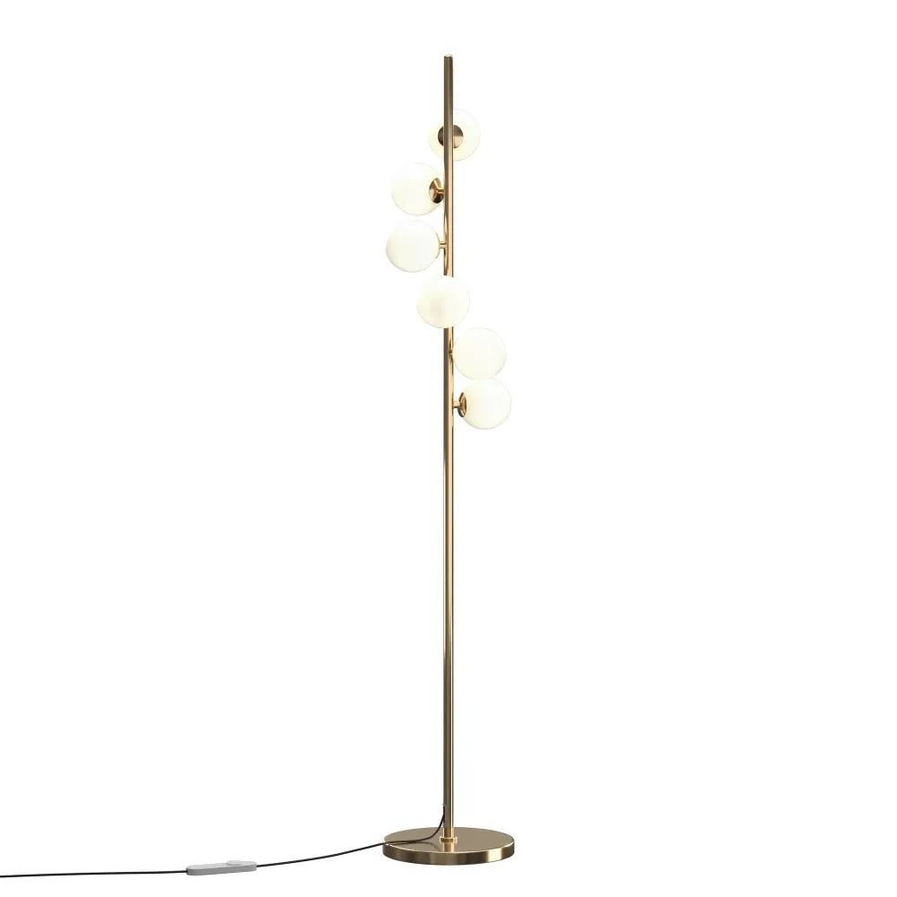 Lampa de podea din Metal Auriu si Sticla Alb H150xD25cm Dallas