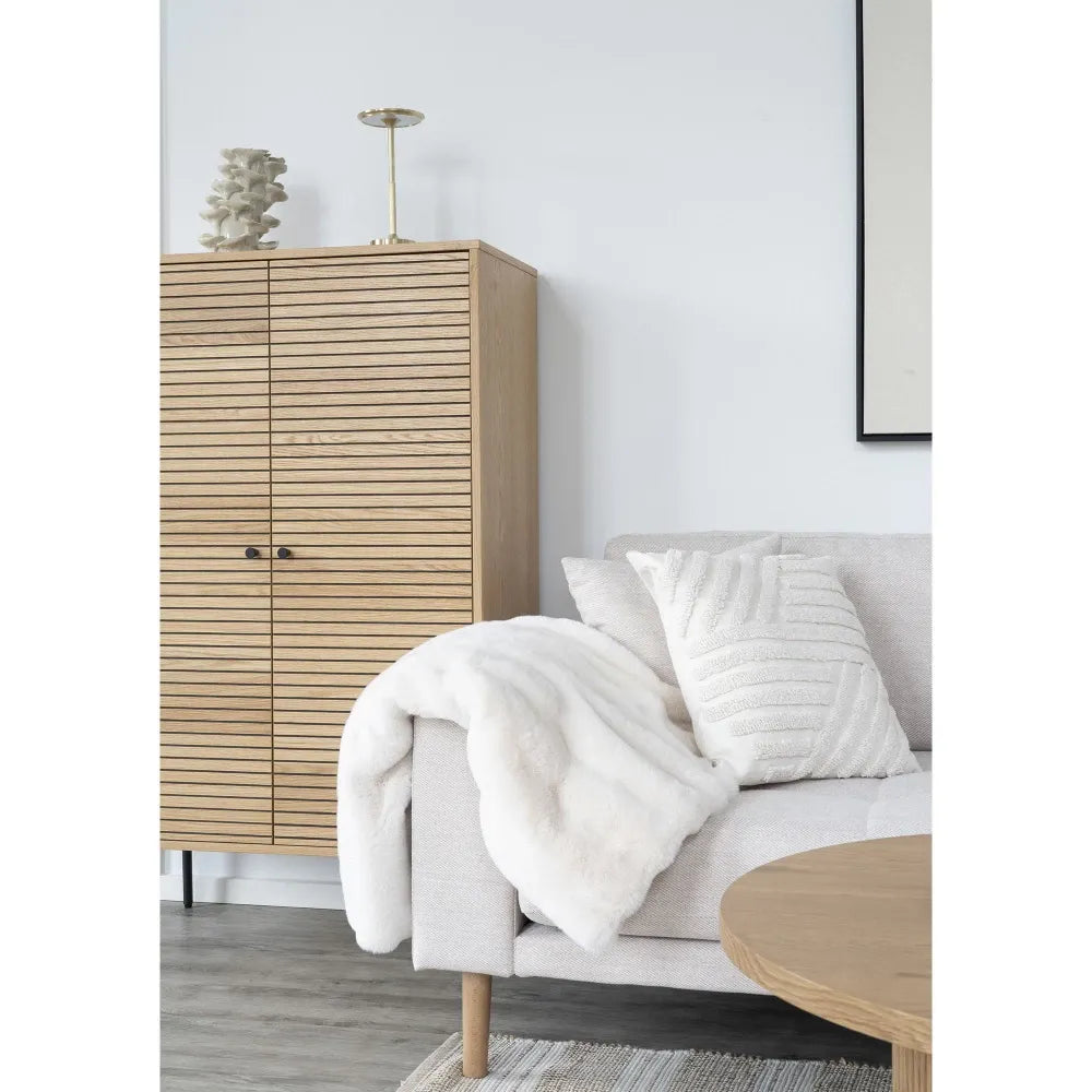 Dulap din Furnir de stejar/MDF Maro si Metal Negru L80xH130cm Kyoto