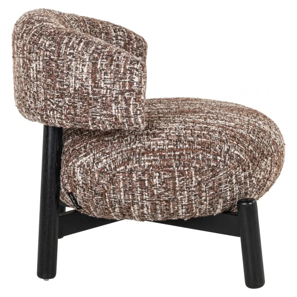 Fotoliu din Stofa Maro si Lemn Negru L74xH86cm Ornella Richmond interiors