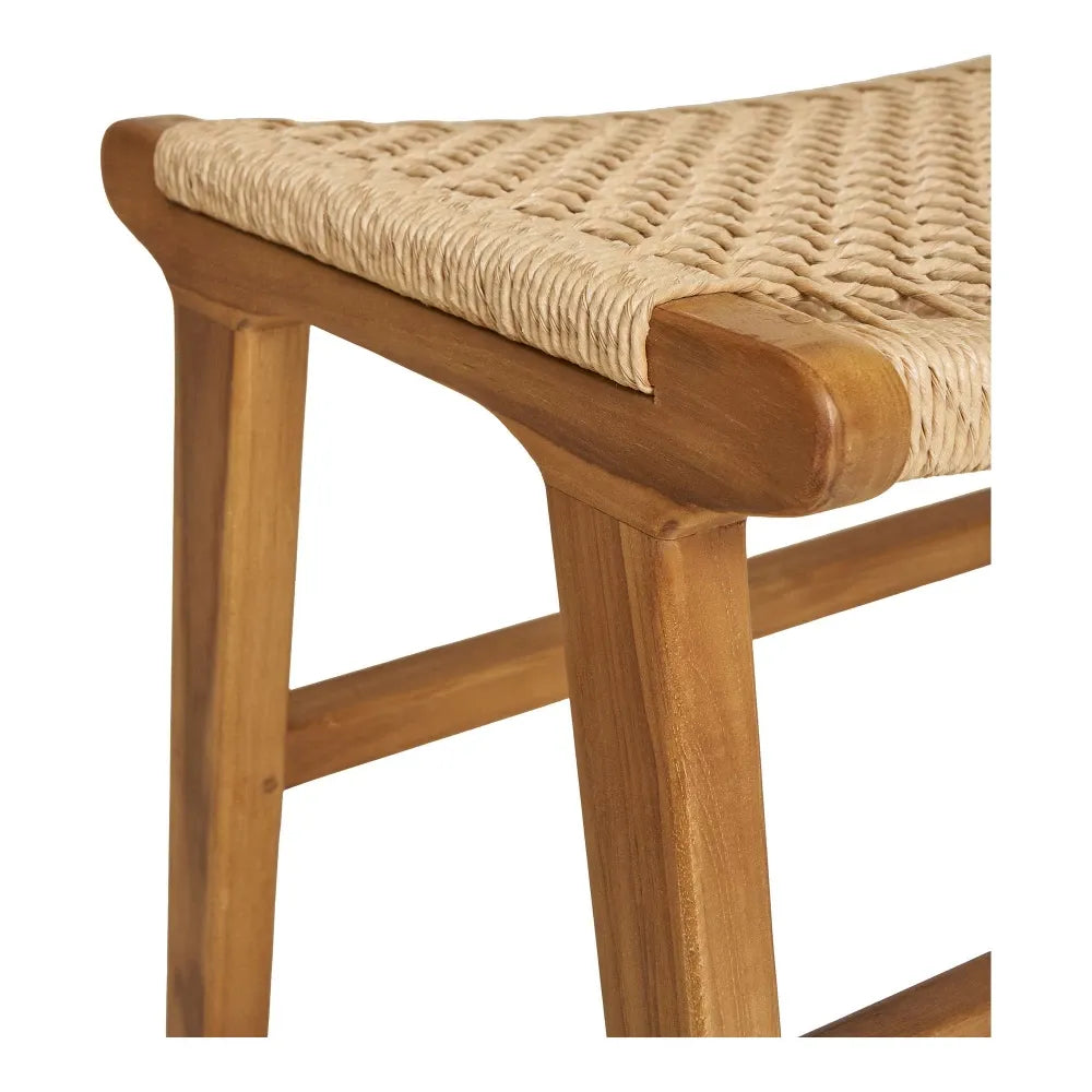 Taburet din Lemn de tec Maro si Ratan Bej H42xL60cm Derby