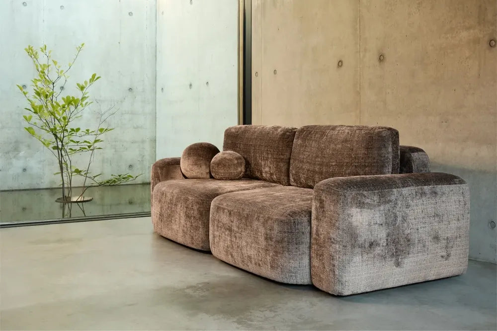 Canapea extensibila tapitata cu material chennile maro Bold L259x88cm
