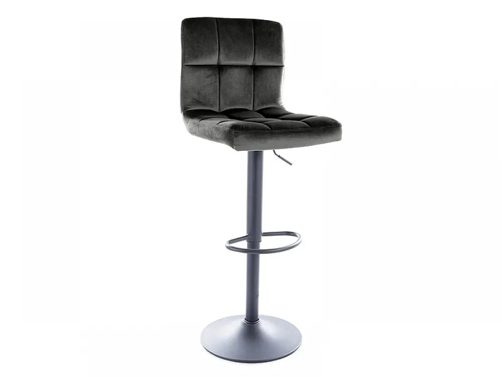 Scaun de bar cu inaltime reglabila din Catifea Negru si Metal Negru Hx96-117Lx42xA47cm Tokyo