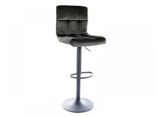 Scaun de bar cu inaltime reglabila din Catifea Negru si Metal Negru Hx96-117Lx42xA47cm Tokyo