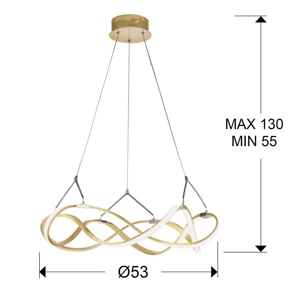 Lustra rotunda cu inaltime reglabila din Aluminiu Auriu cu LED  D53xH130cm Molly