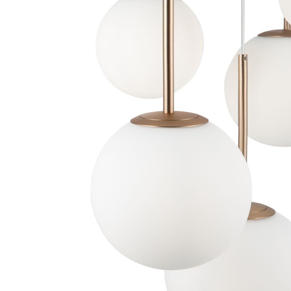 Lustra din Metal si Sticla Auriu/Alb cu 5 becuri E14 40W D58xH180cm Basic form