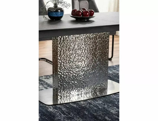 Masa Dreptunghiulara de 12 persoane din Sticla securizata+Ceramica Verde Alpi si Metal Argintiu L160-240xH76cm Moncler