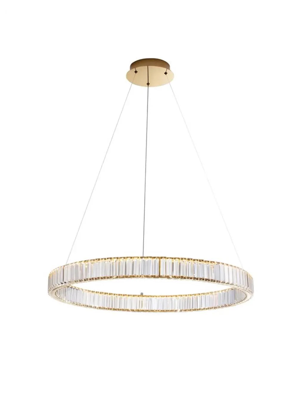 Lustra structura din Metal Auriu si abajur din Cristal Transparent H150xL80cm IP20 47W 4895lm 3500k AURELIA