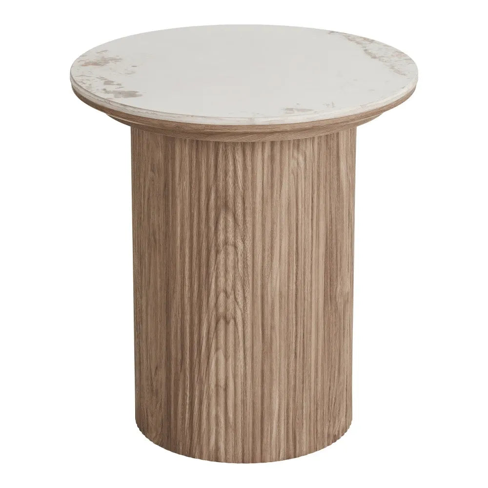 Masuta laterala din MDF Maro si Ceramica Alb D45xH50cm Athens
