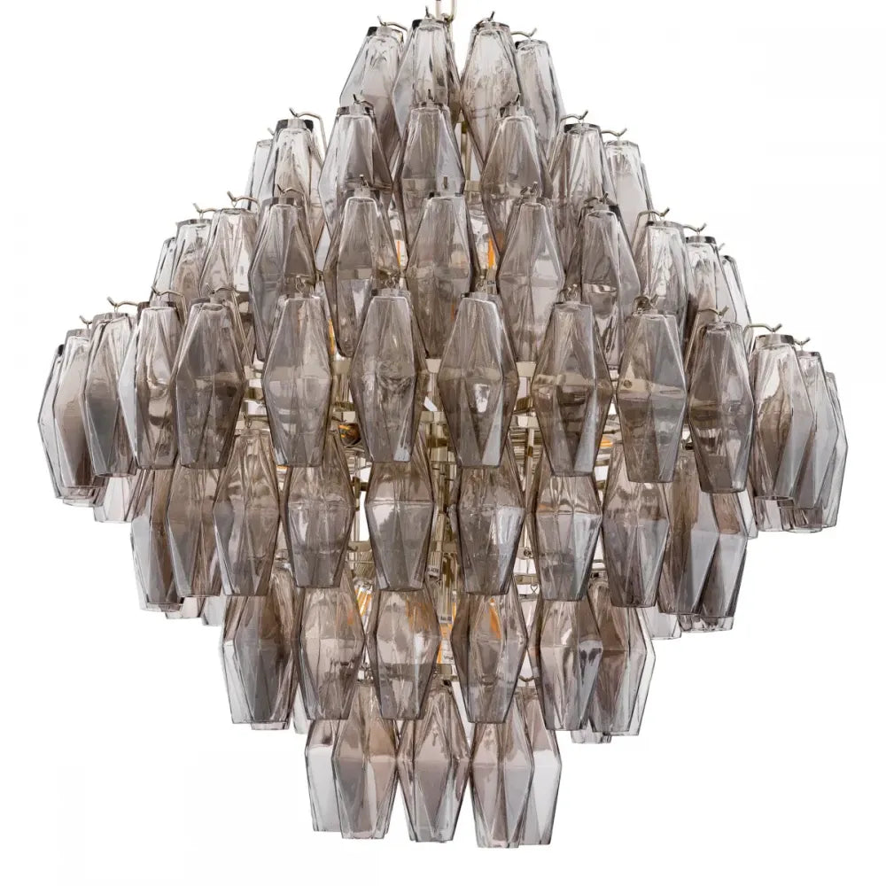 Candelabru din Metal Argintiu si Sticla Fumuriu H74xD65cm Benini L Eichholtz