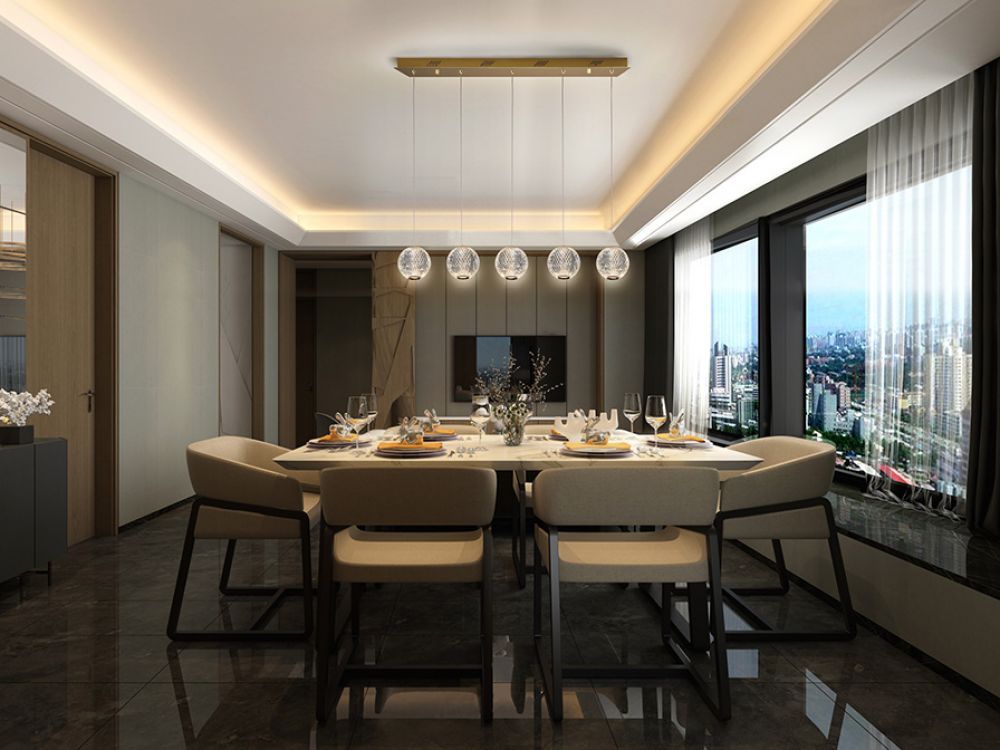 Lustra dreptunghiulara cu inaltime reglabila din Sticla Transparent cu LED L96x11xH150cm Austral