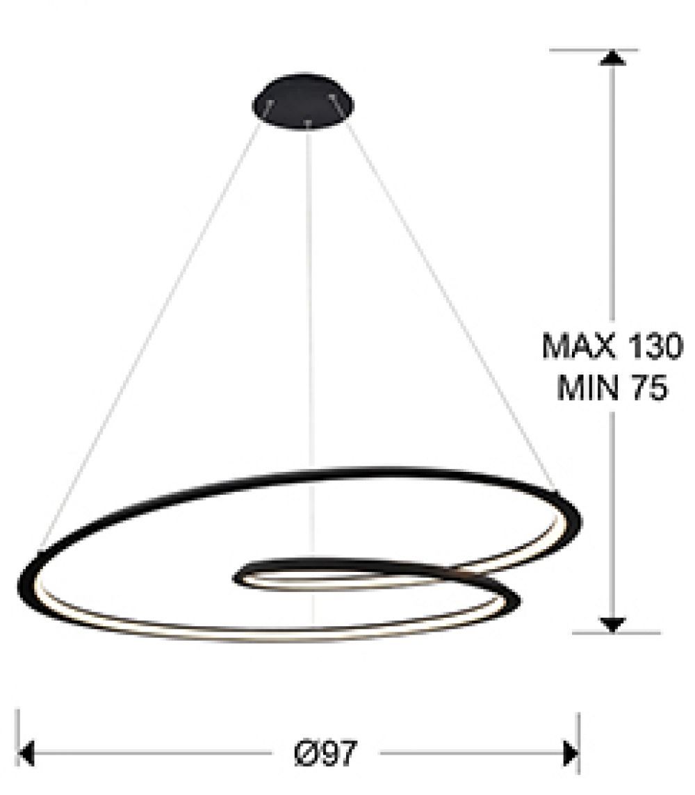 Lustra rotunda cu inaltime reglabila din Aluminiu Negru cu LED D97xH130cm Looping