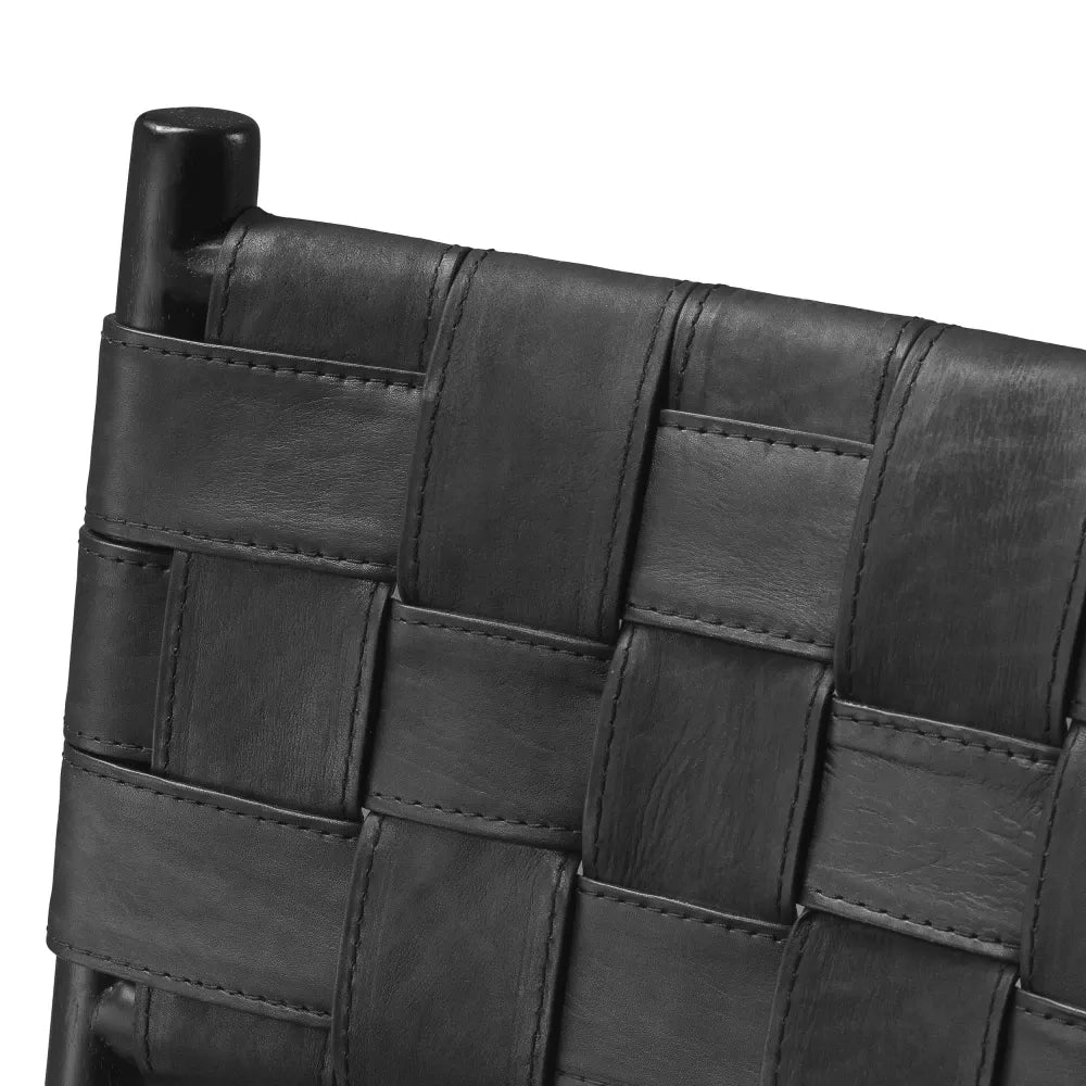 Scaun tapitat cu Piele naturala Negru L58xA59.5xH85cm Tiberio Eichholtz
