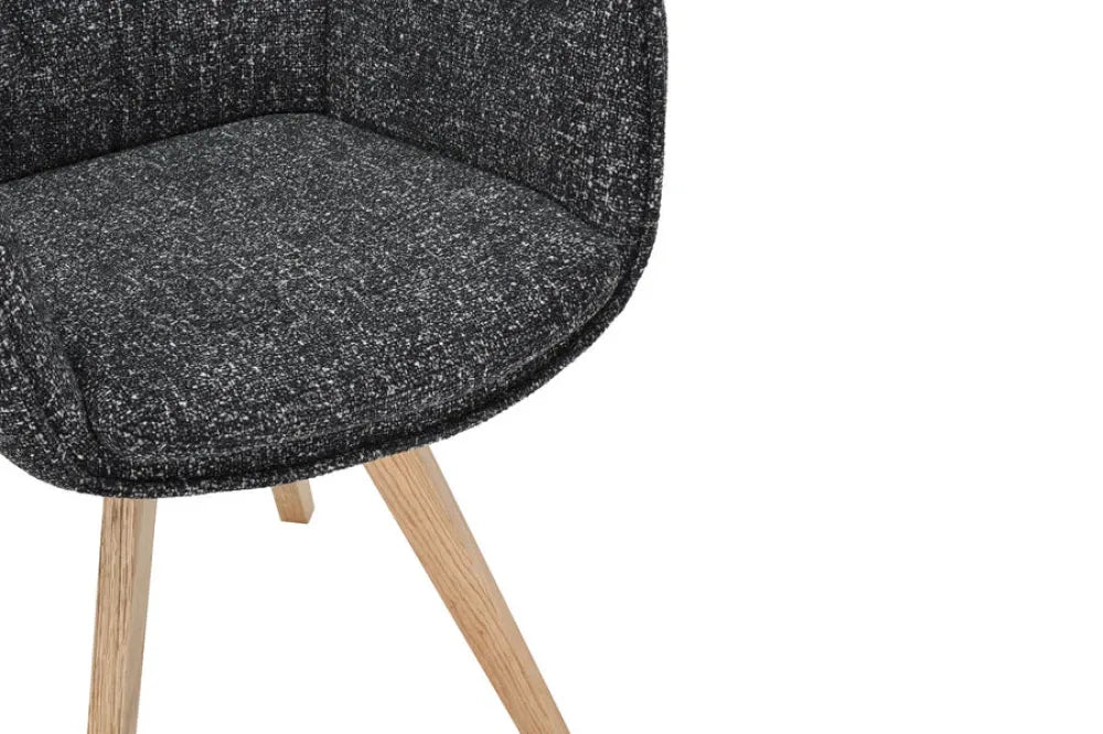 Set 2 scaune rotative tapitat cu Stofa Gri antracit si picioare din Lemn de stejar Maro H94xL58xA64cm VOGUE