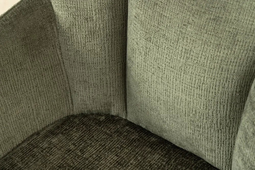 Set 2 scaune rotative cu brate tapitat cu Chenille Verde si picioare din Metal Negru H85xL55xA58cm Avignon