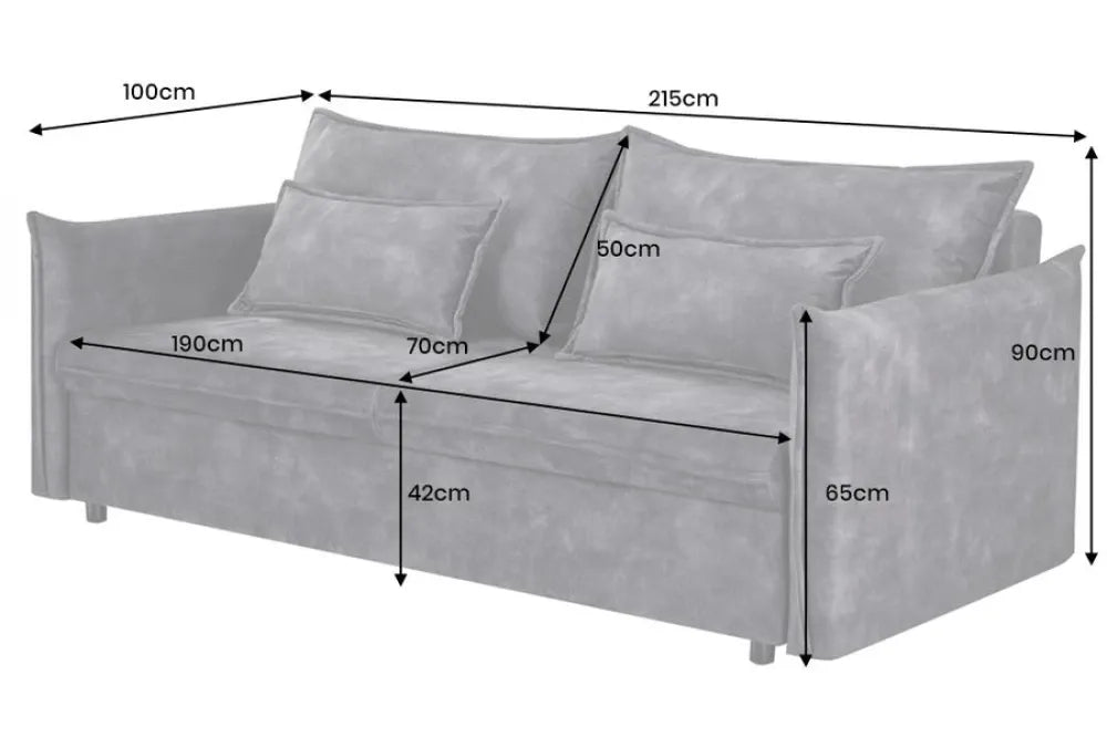 Canapea extensibila de 3 locuri tapitat cu Catifea raiata Gri L215cm Apartment