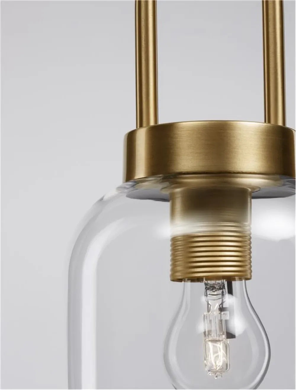 Pendul structura din Metal Alama si abajur din Sticla Transparent H255xL15.5cm IP20 IRVINE