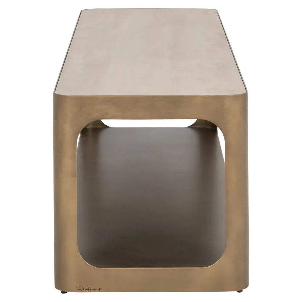 Comoda TV din Metal Alama si Ceramica/Sticla Bej/Negru L160xH40cm Claridge Richmond interiors